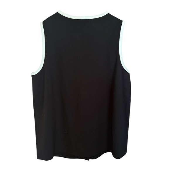 Jones & Co Women’s Black White Trim Button Down Vest Top Size 1X Office Chic - Picture 6 of 11